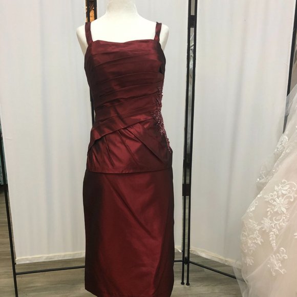 NEW 2-Piece Cranberry Mother of the Bride/Groom Formal Holiday Dress SIZE 6 - Picture 11 of 14